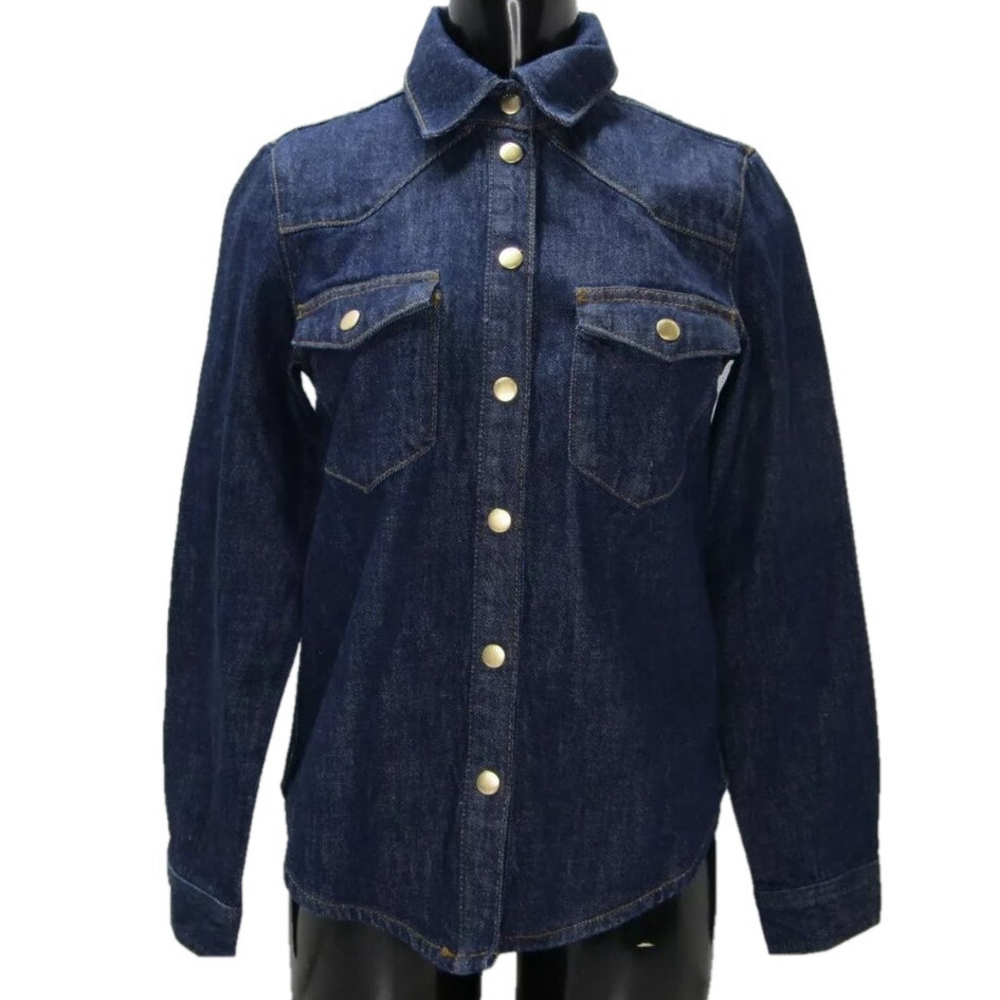 Frame Womens Shirt Rinse Blue Fitted Heritage Button Down Long Sleeve Size Small
